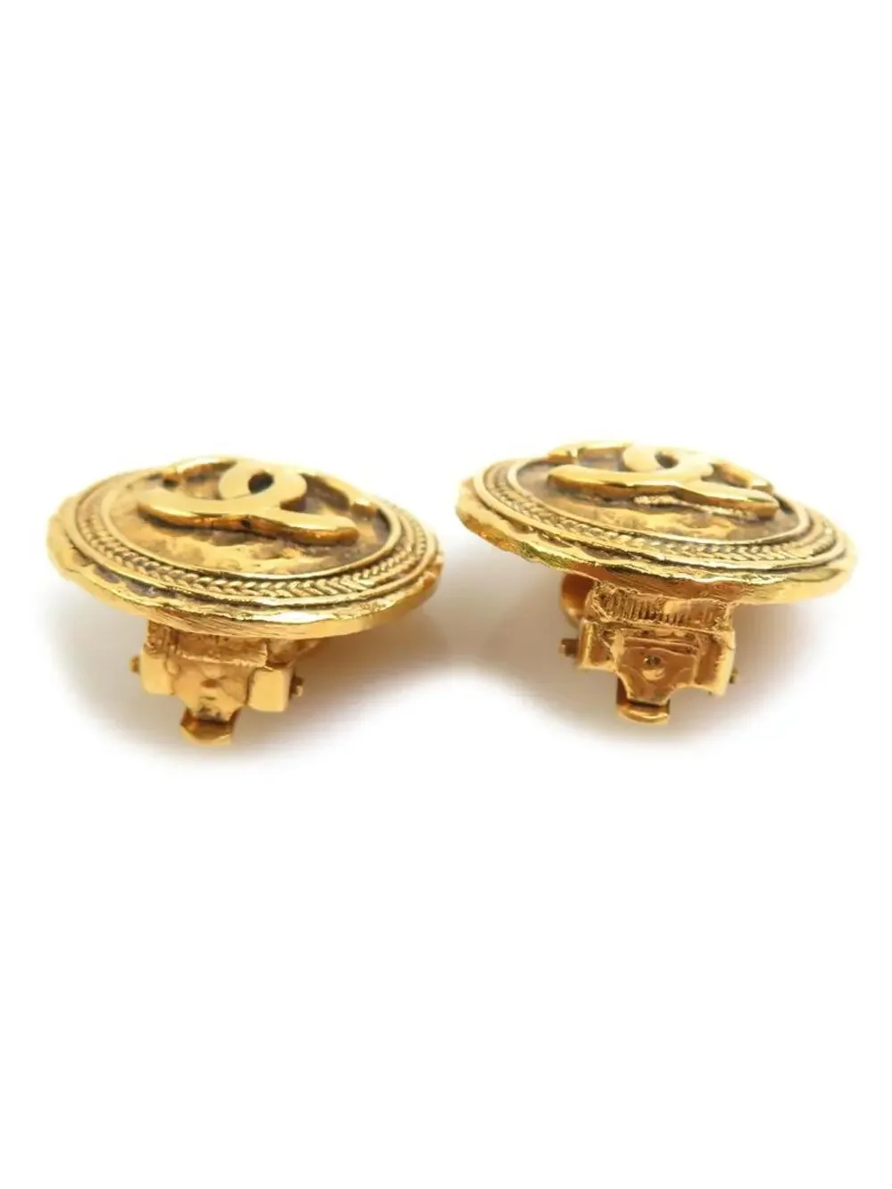 Auth Chanel Cc Logo Earrings Gold Metal #323729C30B